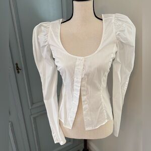 Polo Ralph Lauren White Blouse with Puffed Sleeves, size 2, EUC
